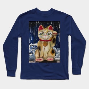 Nocturnal Maneki Neko (Lucky Cat) Long Sleeve T-Shirt